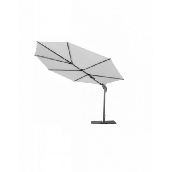 Parasol déporté inclinable en aluminium et toile coloris écru 273x276cm FEUILLE LUXE