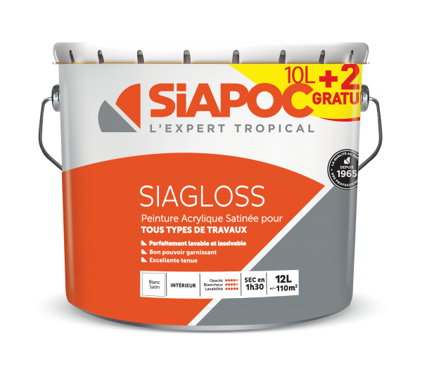 Siagloss satin 10 Litres + 2 Litres gratuits - - Mr.Bricolage Martinique