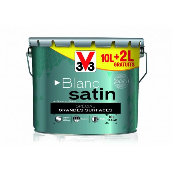 Peinture Satinée Blanche 12 L - - Mr.Bricolage Martinique