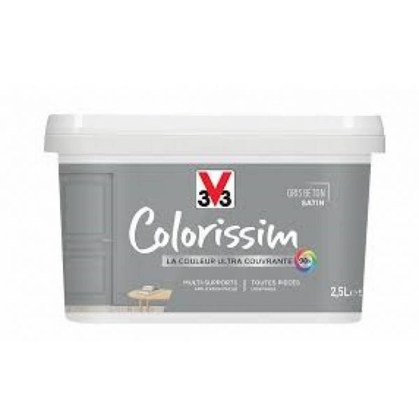 Peinture multisupport Colorissim gris béton satin 2,5L - V33 - - Mr.Bricolage Martinique