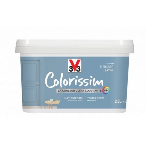 Peinture colorissim satin bleu givré 2,5L – V33 - - Mr.Bricolage Martinique