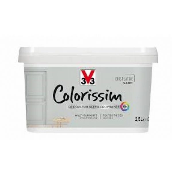 Peinture multisupport Colorissim gris platine satin 2,5L - V33 - - Mr.Bricolage Martinique