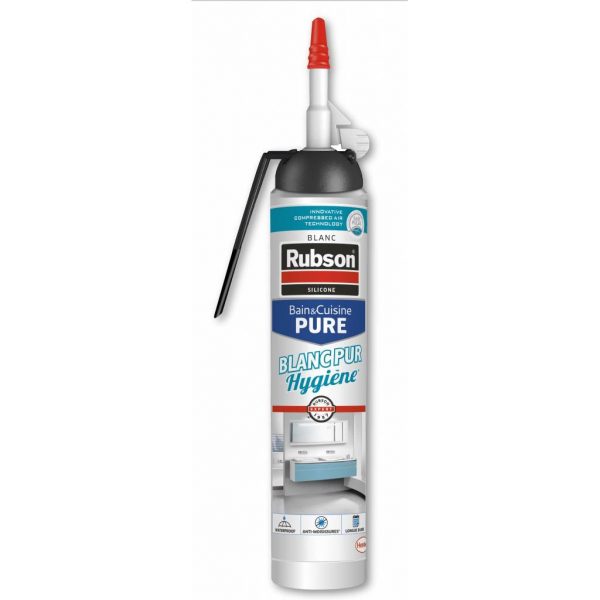 Mastic Blanc Bain et Cuisine Pure 200ml + Pistolet - RUBSON - - Mr.Bricolage Martinique