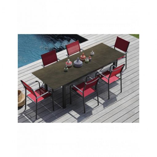 Table Tahaa extensible 180/240 cm - Plateau HPL et Aluminium 8/10 places