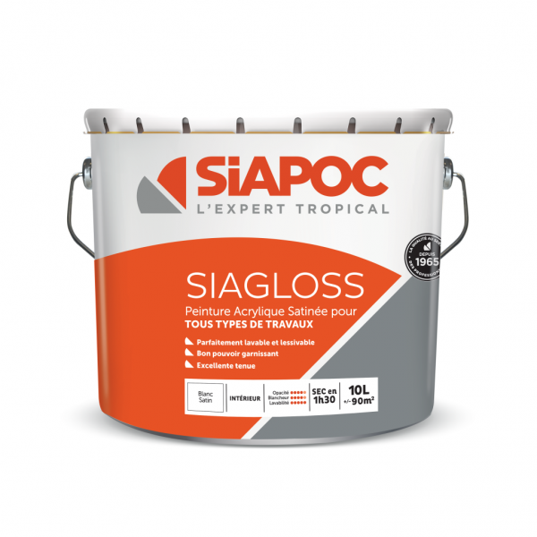 Siagloss Blanc Satinée 10L - - Mr.Bricolage Martinique
