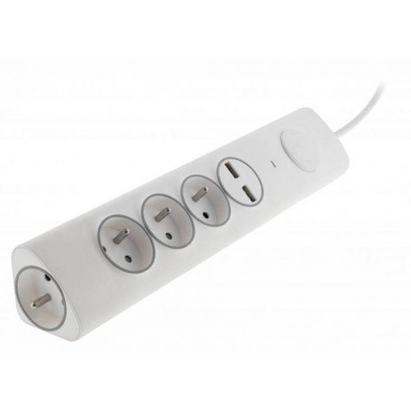 Multiprise Angle 4 Prises 16A + 2 USB Parafoudre - - Mr.Bricolage Martinique