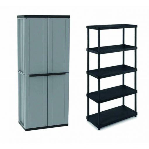 Lot armoire 2 portes + étagère