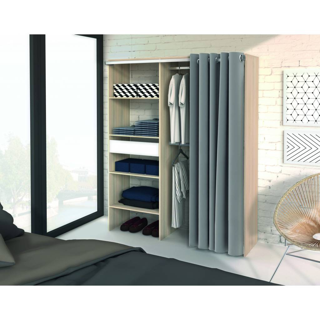 .prod-boutique-bricogp0015112 Dressing Bali avec rideau L142xH181xP48 cm Acacia - - Mr.Bricolage Martinique
